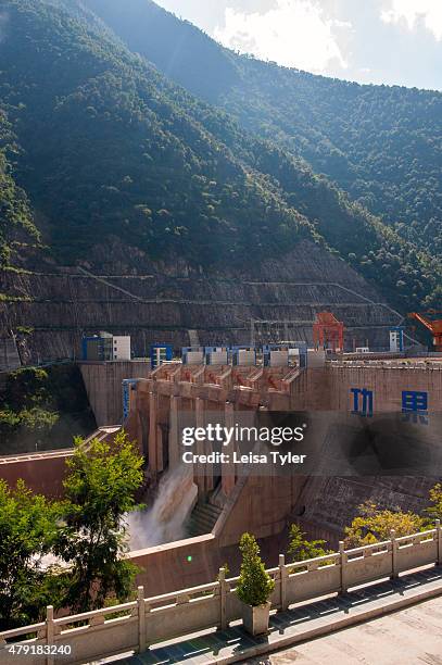 The controversial Gongguoqiao Dam on the Mekong River, known locally as Lancang Jiang, near Yunlong in Yunnan Province. The dam is one of four...