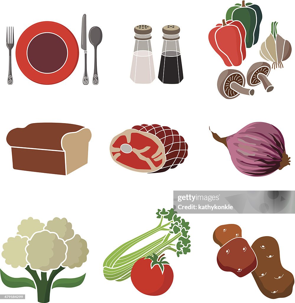 Dinner icon set