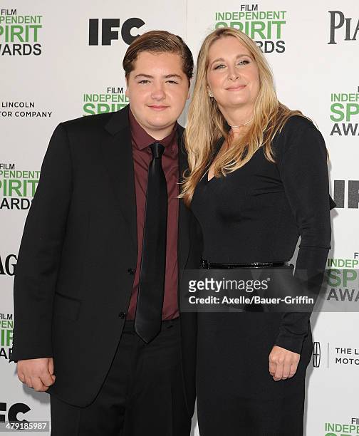 Michael Gandolfini and Marcy Wudarski arrive at the 2014 Film Independent Spirit Awards on March 1, 2014 in Santa Monica, California.