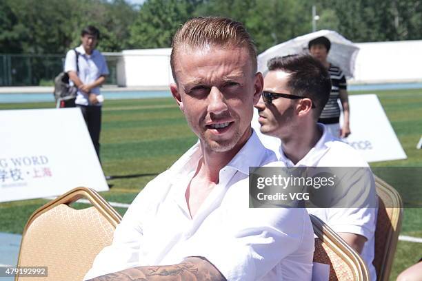 Jose Maria Gutierrez 'Guti' meets fans as Real Madrid's Campus Experience opens on July 2, 2015 in Beijing, China.