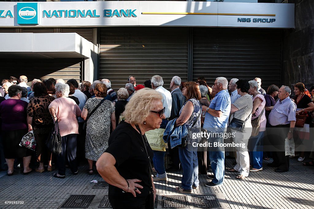 Closed Banks And Greek Pensioners As Banks Close For Fourth Day