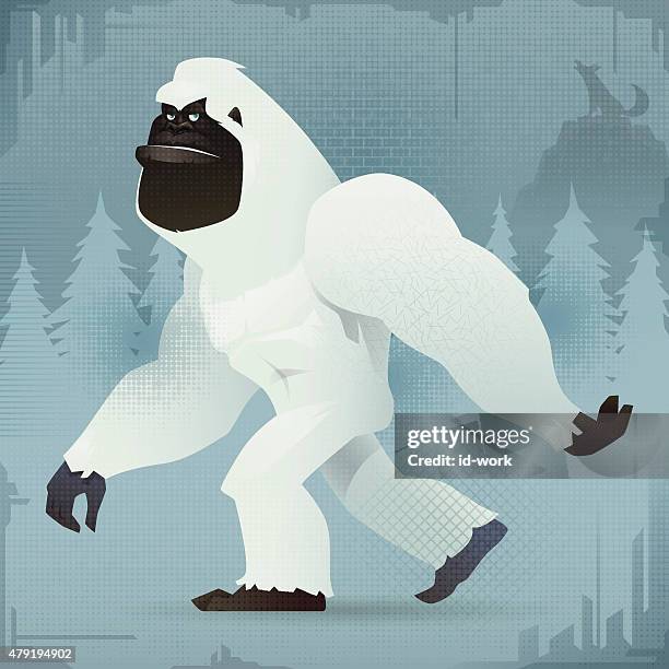 yeti walking - neanderthal stock illustrations