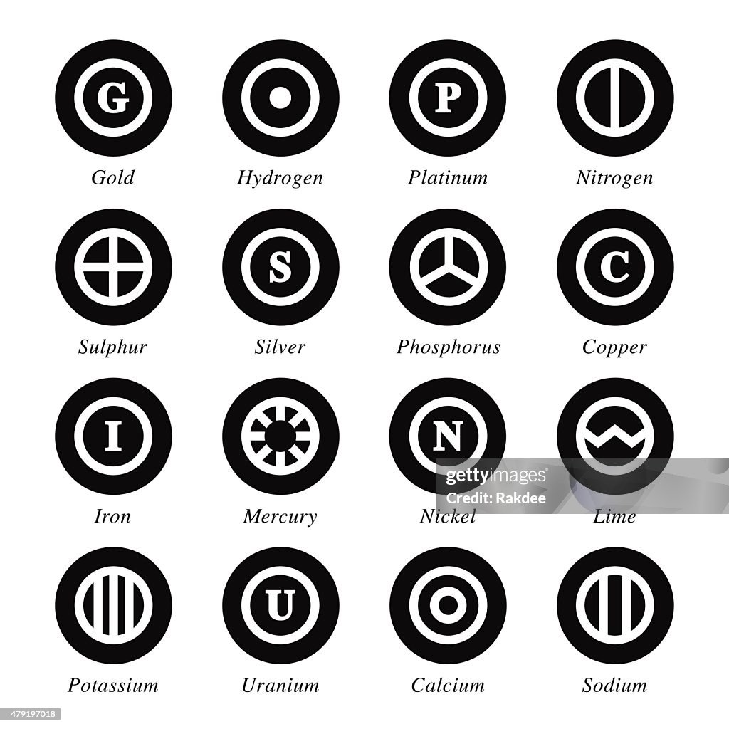 Élément chimique icônes Set 2-Série cercle noir