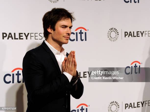 Actor Ian Somerhalder arrives at The Paley Center Media's PaleyFest 2014 Honoring "Lost" 10th Anniversary Reunion at the Dolby Theatre on March 16,...