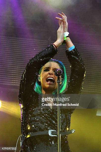 Amy Sheppard of Sheppard performs on stage at Donauinselfest DIF 2015 on June 28, 2015 in Vienna, Austria.