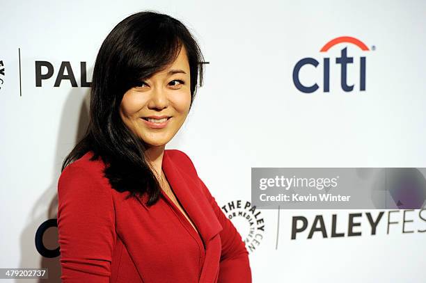 Actress Yunjin Kim arrives at The Paley Center Media's PaleyFest 2014 Honoring "Lost" 10th Anniversary Reunion at the Dolby Theatre on March 16, 2014...