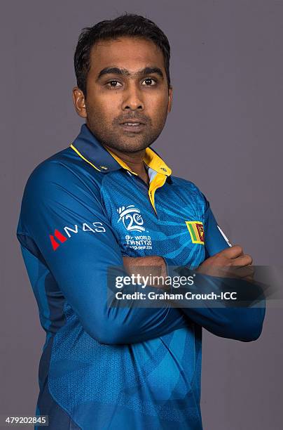 Mahela Jayawardene of Sri Lanka at the headshot session at the Pan Pacific Hotel, Dhaka in the lead up to the ICC World Twenty20 Bangladesh 2014 on...