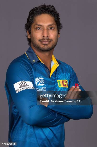 Kumar Sangakkara of Sri Lanka at the headshot session at the Pan Pacific Hotel, Dhaka in the lead up to the ICC World Twenty20 Bangladesh 2014 on...