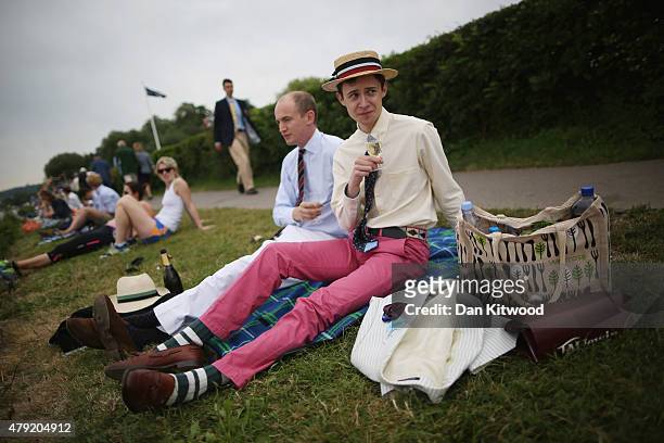 Spectators gather along the river bank to watch racing on day two of the Henley Royal Regatta on July 2, 2015 in Henley-on-Thames, England. This year...