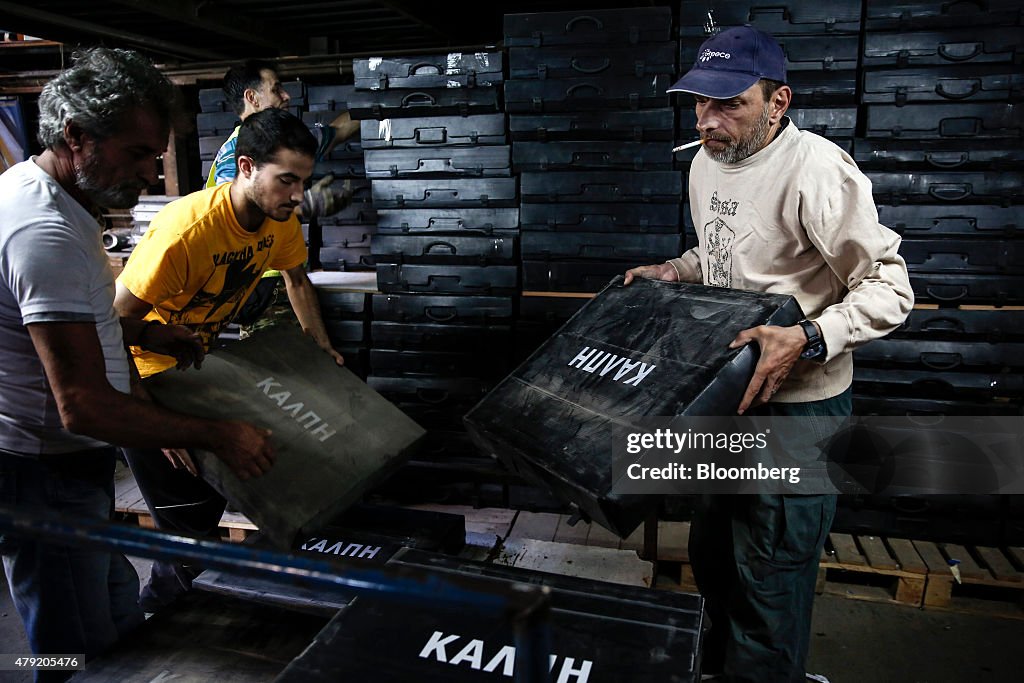 Preparing Ballot Boxes And Voting Booths For Sunday's Greek Referendum