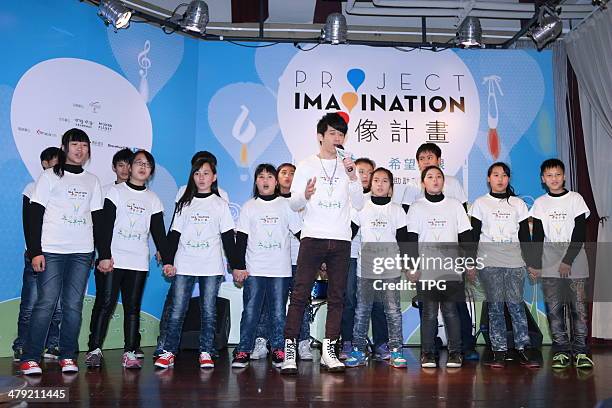 Singer Michael Wong attends public activity in Taipei,China on Friday March 14,2014.