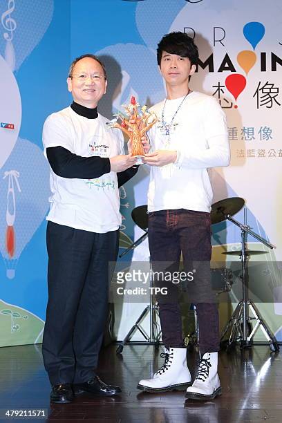 Singer Michael Wong attends public activity in Taipei,China on Friday March 14,2014.