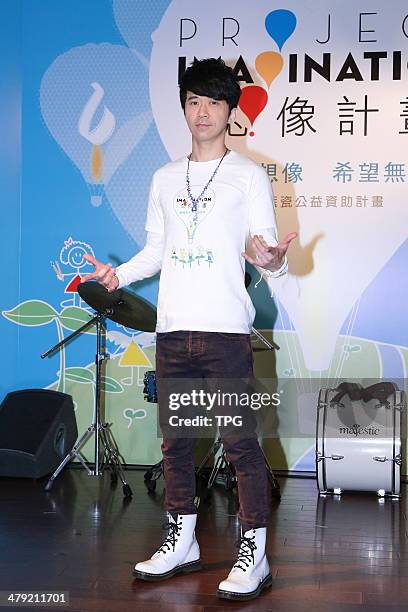 Singer Michael Wong attends public activity in Taipei,China on Friday March 14,2014.