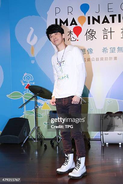 Singer Michael Wong attends public activity in Taipei,China on Friday March 14,2014.