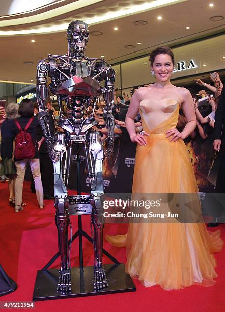 Emilia Clarke attends the Seoul Premiere of 'Terminator Genisys' at the Lotte World Tower Mall on July 2, 2015 in Seoul, South Korea.