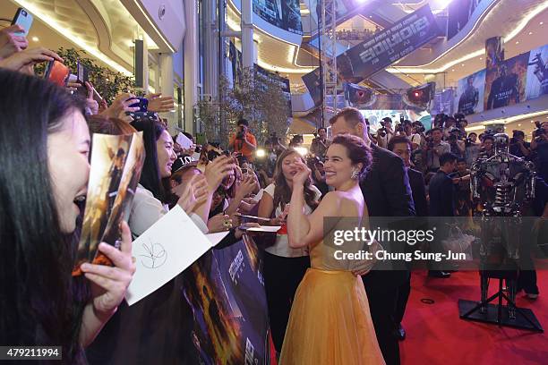 Emilia Clarke attends the Seoul Premiere of 'Terminator Genisys' at the Lotte World Tower Mall on July 2, 2015 in Seoul, South Korea.