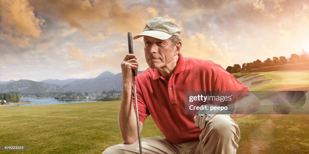 Golfer Weighing Up a Shot