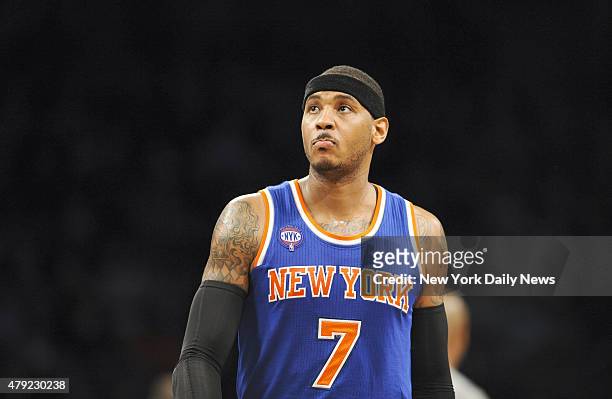 New York Knicks forward Carmelo Anthony 3rd quarter, Nets win 90-86. Brooklyn Nets vs. New York Knicks at Barclays Center. Brooklyn, NY. February 6,...