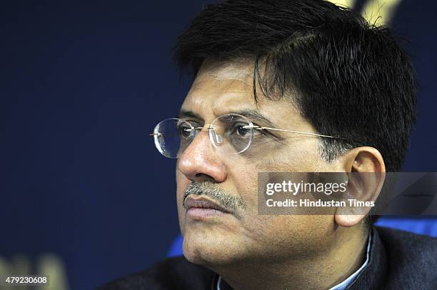 Union Minister of State with Independent Charge for Power, Coal and New & Renewable Energy Piyush Goyal during a press conference to brief on cabinet...