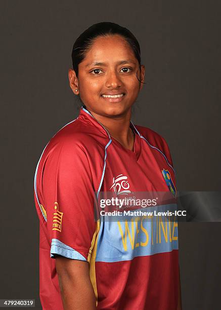 Anisa Mohammed of West Indies poses for a portrait during a Headshot session at the Ruposhi Bangla Hotel on March 17, 2014 in Dhaka, Bangladesh.