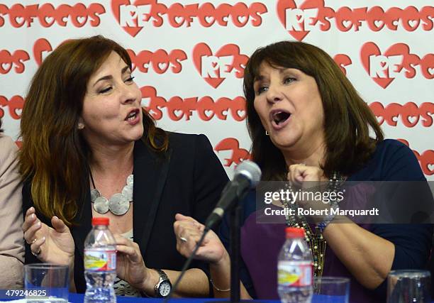 Elena Martin and Soledad Mallol attend a press conference for their latest theater production 'Resofocos' at the Teatre Condal on March 17, 2014 in...