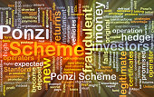 Ponzi scheme background concept glowing
