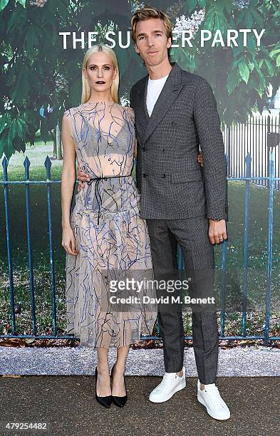 Poppy Delevingne and James Cook arrive at The Serpentine Gallery summer party at The Serpentine Gallery on July 2, 2015 in London, England.