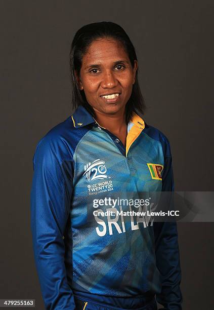 Deepika Rasangika of Sri Lanka poses for a portrait during a Headshot session at the Ruposhi Bangla Hotel on March 17, 2014 in Dhaka, Bangladesh.