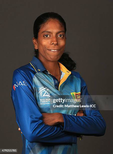 Yasoda Mendis of Sri Lanka poses for a portrait during a Headshot session at the Ruposhi Bangla Hotel on March 17, 2014 in Dhaka, Bangladesh.