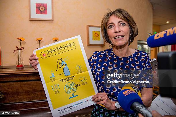 Marisol Touraine, French Minister of Social Affairs and Health visits a retirement home on July 2, 2015 in Lyon, France. Marisol Touraine visited the...