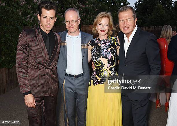 Mark Ronson, Co-Director of the Serpentine Gallery Hans-Ulrich Obrist and Julia Peyton-Jones, and Mario Testino attend The Serpentine Gallery summer...