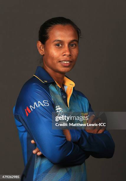 Nilakshi de Silva of Sri Lanka poses for a portrait during a Headshot session at the Ruposhi Bangla Hotel on March 17, 2014 in Dhaka, Bangladesh.