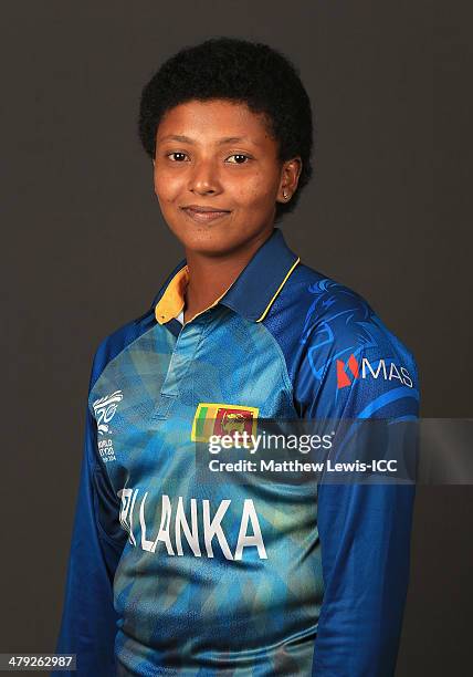 Hasini Perera of Sri Lanka poses for a portrait during a Headshot session at the Ruposhi Bangla Hotel on March 17, 2014 in Dhaka, Bangladesh.