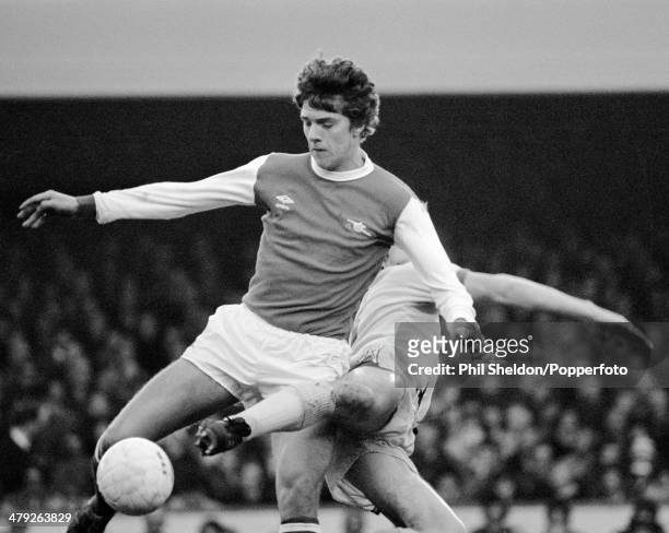 Paul Vaessen in action for Arsenal during their First Division match against Everton at Highbury Stadium in London, 17th November 1979. Arsenal won...