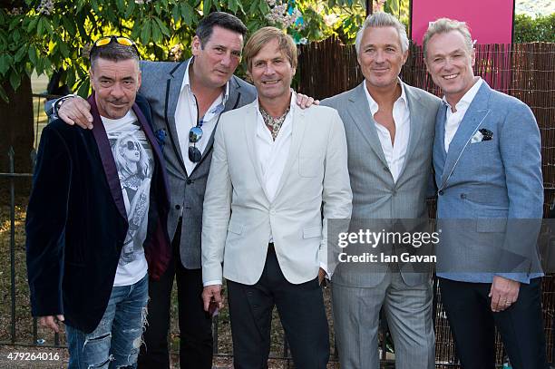 Martin Kemp, Tony Hadley, Gary Kemp, Steve Norman and John Keeble of Spandau Ballet attend the Serpentine Gallery Summer Party at The Serpentine...
