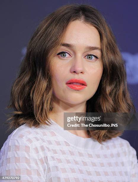 Emilia Clarke attends the movie 'Terminator Genisys' press conference at The Ritz Carlton on July 2, 2015 in Seoul, South Korea.