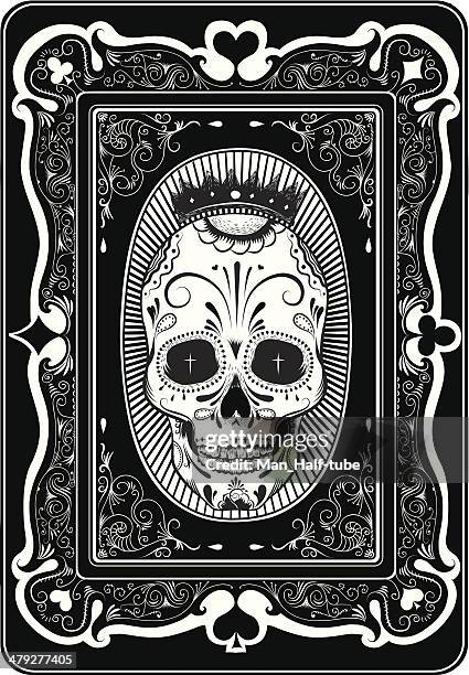 ilustrações de stock, clip art, desenhos animados e ícones de cartas de póquername - gothic style
