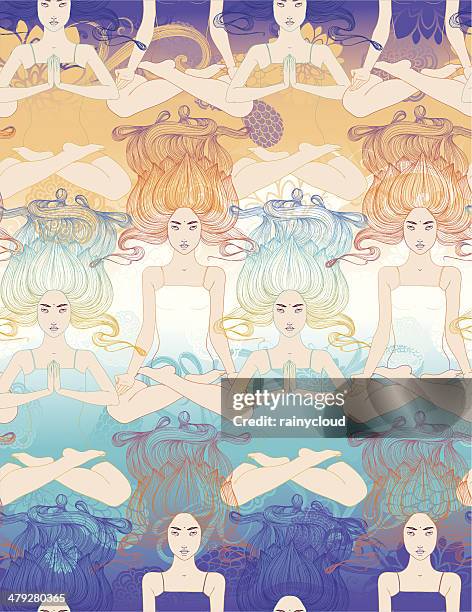 joy of yoga - chakra stock illustrations