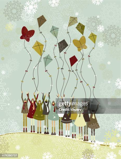 ilustraciones, imágenes clip art, dibujos animados e iconos de stock de fiestas navideñas - volantin