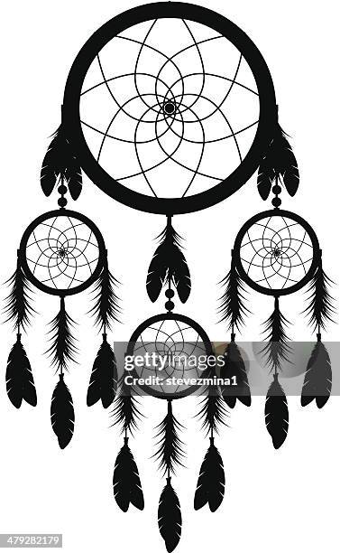 dream catcher silhouette - medicine wheel stock illustrations