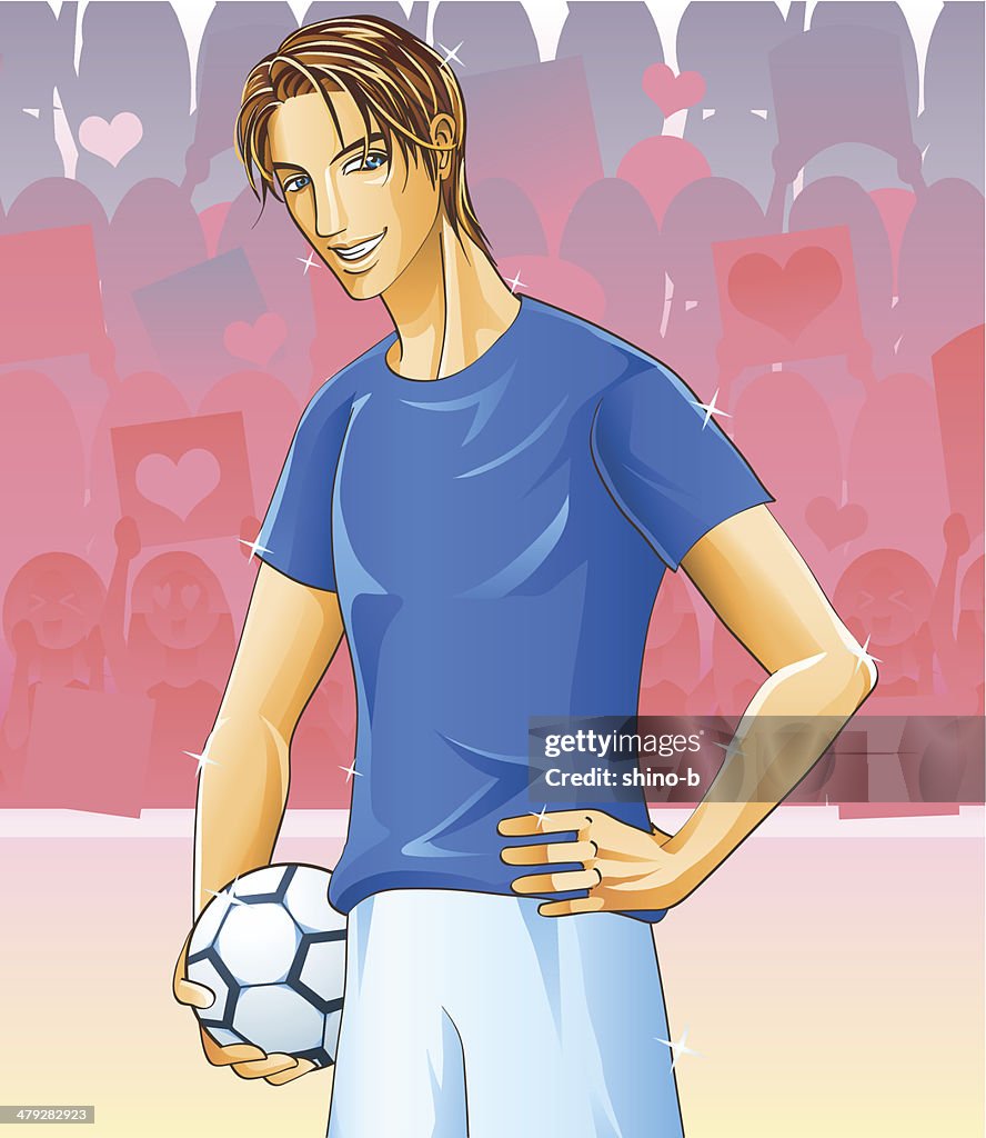 Handsome Football Player with a lot of girl fans