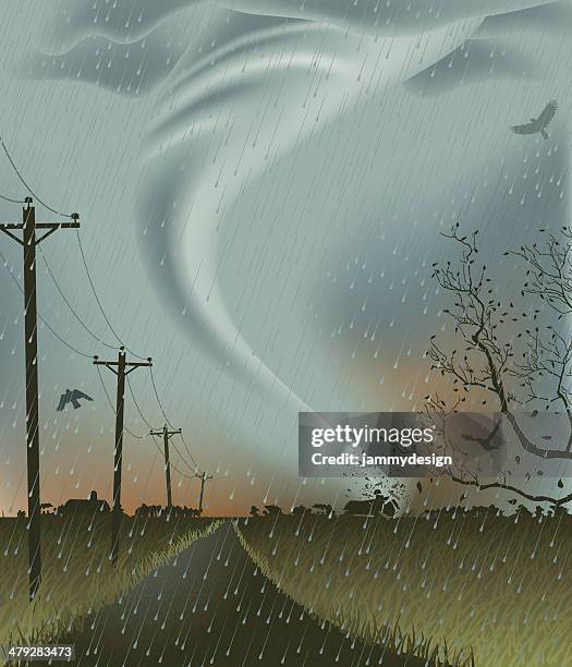 tornado - spooky road stock illustrations
