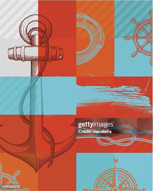 nautical background - anchor patterns stock illustrations