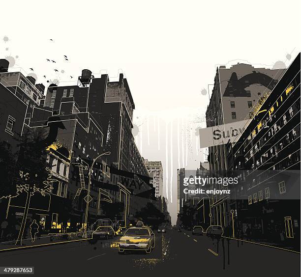 grunge new york city scene - graffiti stock illustrations