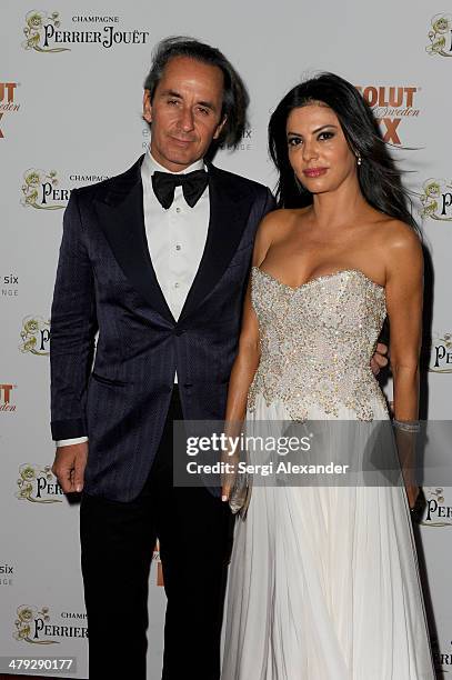 Frederic Marq and Adriana De Moura attend 1826 Restaurant & Lounge Grand Opening on March 15, 2014 in Miami Beach, Florida.