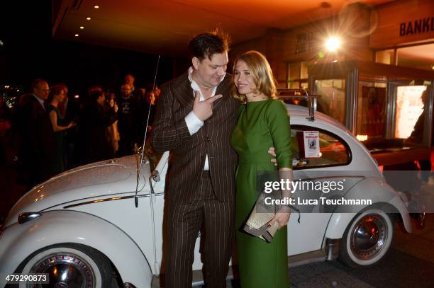 Charly Huebner and Nadeshda Brennicke attend 'Banklady' Premiere at Kino International on March 17, 2014 in Berlin, Germany.