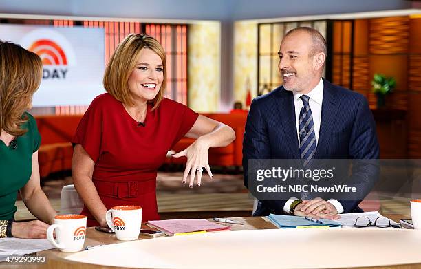 Savannah Guthrie and Matt Lauer appear on NBC News' "Today" show --