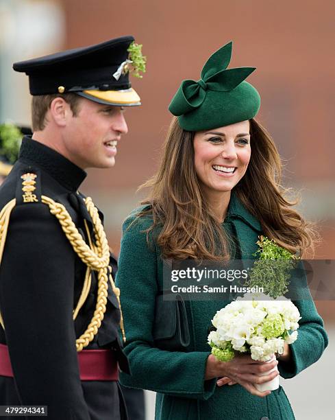 Prince William, Duke of Cambridge and Catherine, Duchess of Cambridge attend the St Patrick's Day parade at Mons Barracks on March 17, 2014 in...