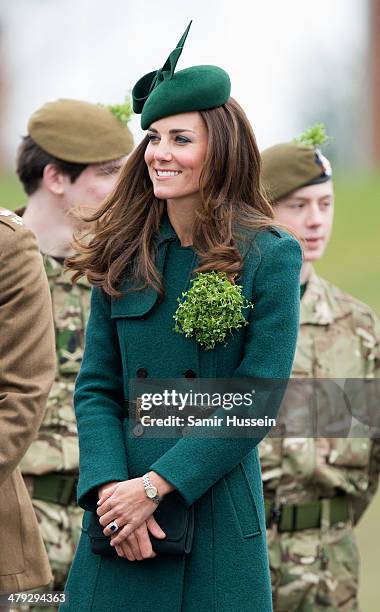 Catherine, Duchess of Cambridge attends the St Patrick's Day parade at Mons Barracks on March 17, 2014 in Aldershot, England.