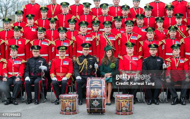 Prince William, Duke of Cambridge and Catherine, Duchess of Cambridge attend the St Patrick's Day parade at Mons Barracks on March 17, 2014 in...